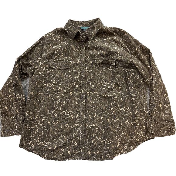 Polo Jeans Co. Ralph Lauren Paisley Floral Button Up Shirt XXL Long Sleeve - Picture 1 of 9